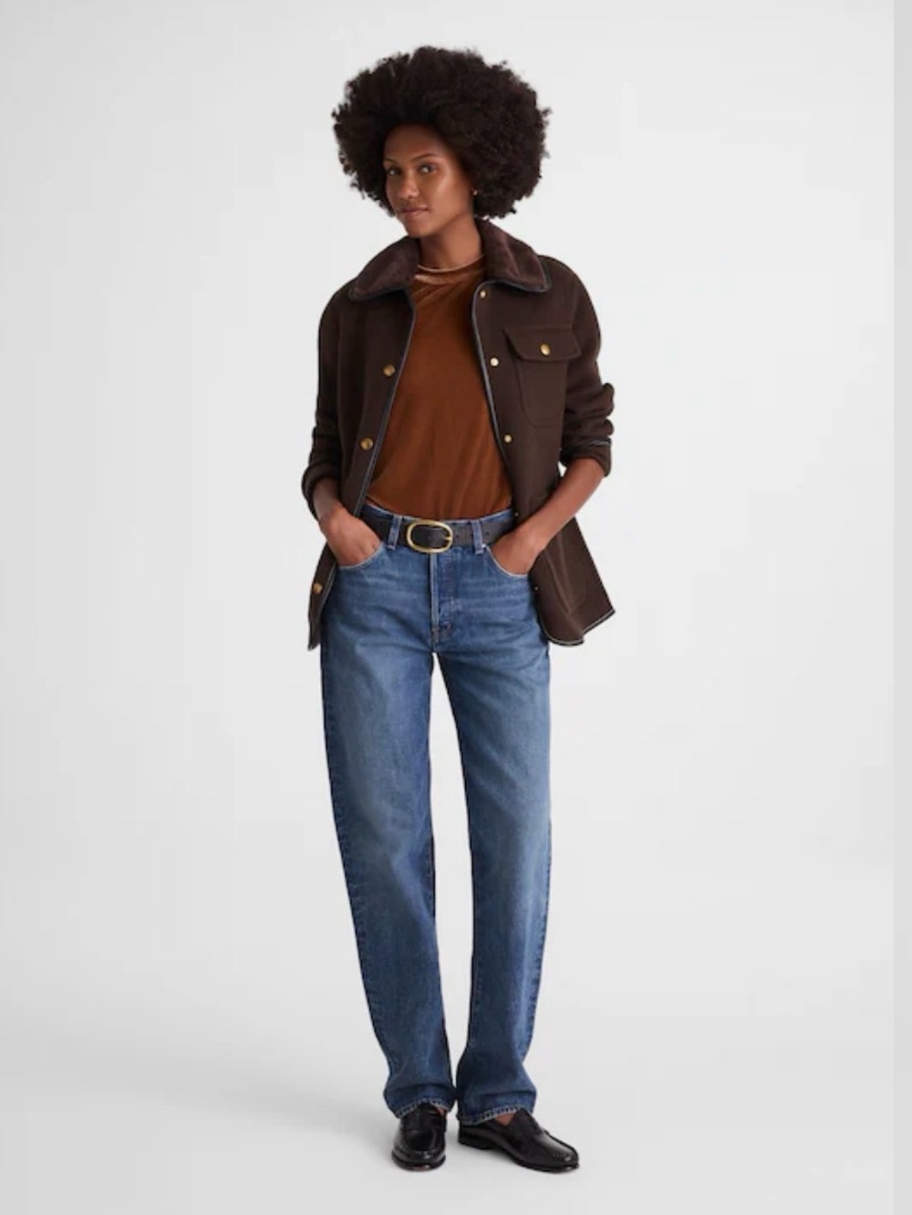 Madewell The Relaxed Tee in Velvet | Size Large | Pecan Shell | NWT - Picture 2 of 7